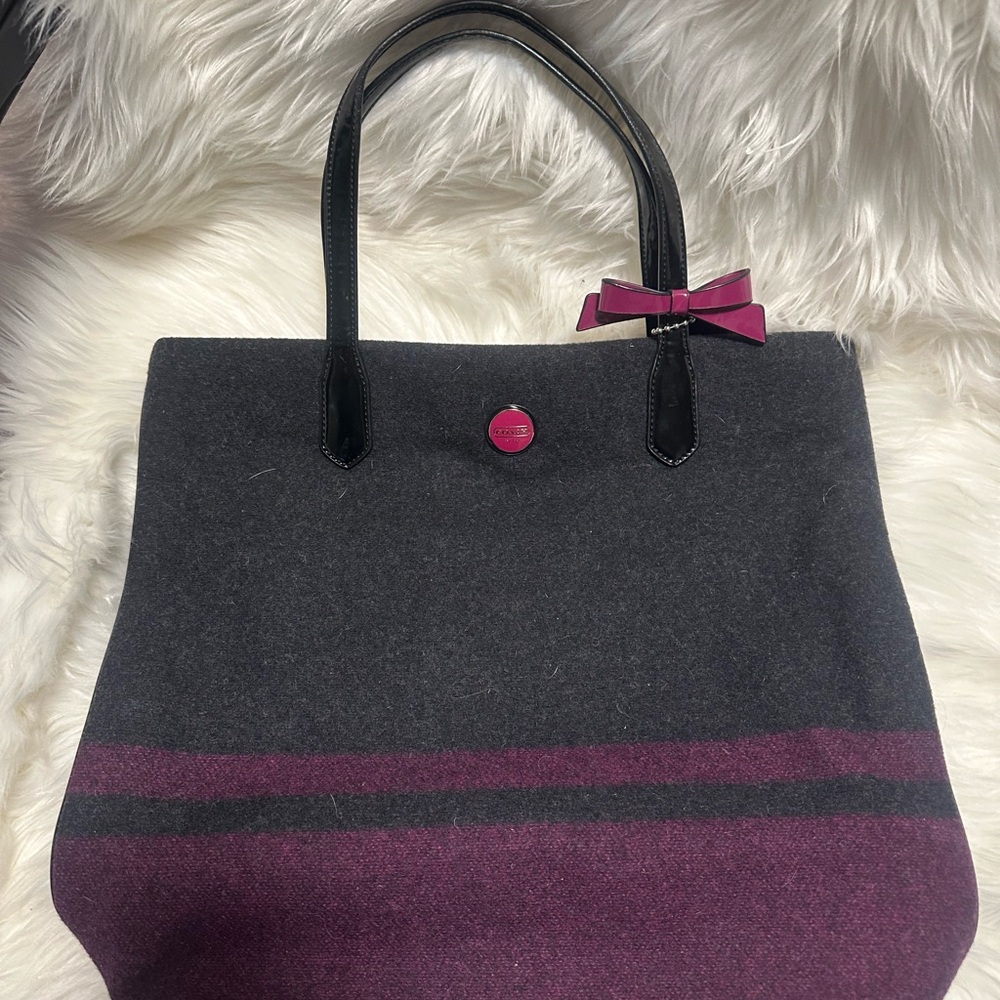 Coach Fuchsia Button Pin accented Tote bag
